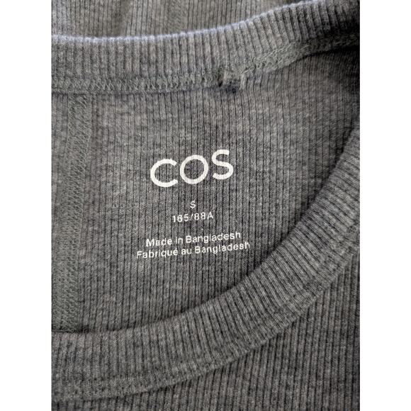 COS gray long sleeve ribbed knit maxi dress cotton blend - Picture 3 of 7